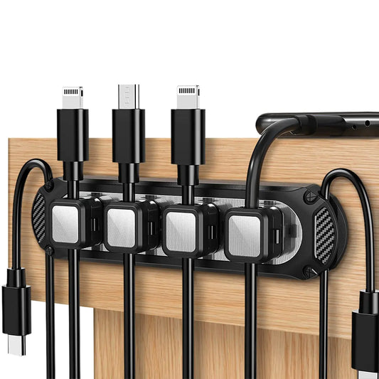 Dracool Magnetic Cable Holder 6 Slots Cable Clips Cable Management Cable Organizer Cord Organizer Self Adhesive Sticky for Desk Wall Desktop Car Office Home USB Cable Power Wire Mouse Cable - Black